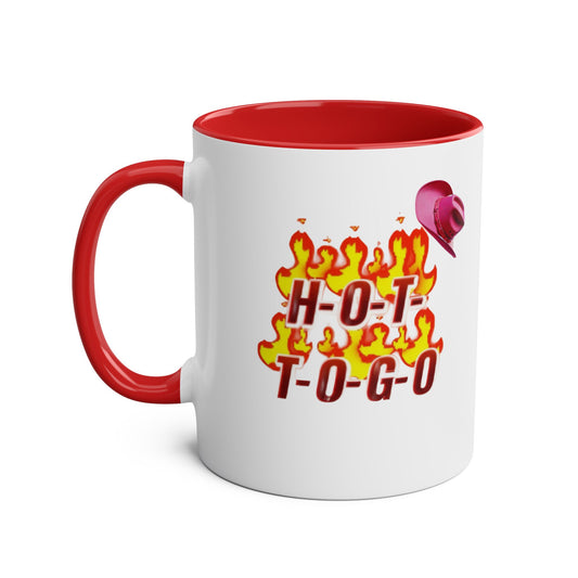 “Hot to go” Two-Toned red white Mug, 11oz